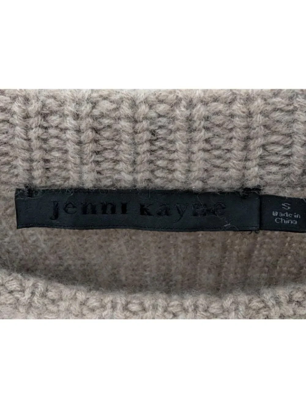 JENNI KAYNE Cashmere Fisherman Sweater Undyed Stone Size Small Quite Luxury - Picture 6 of 8
